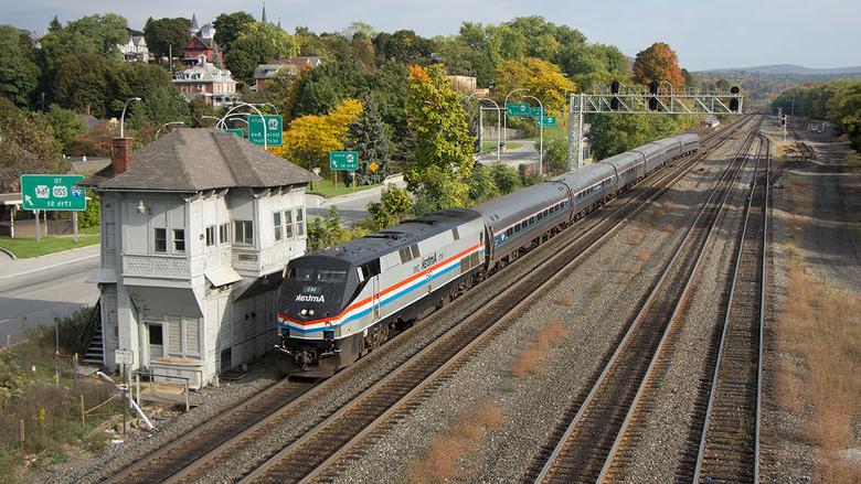 Amtrak train in downtown Altoona