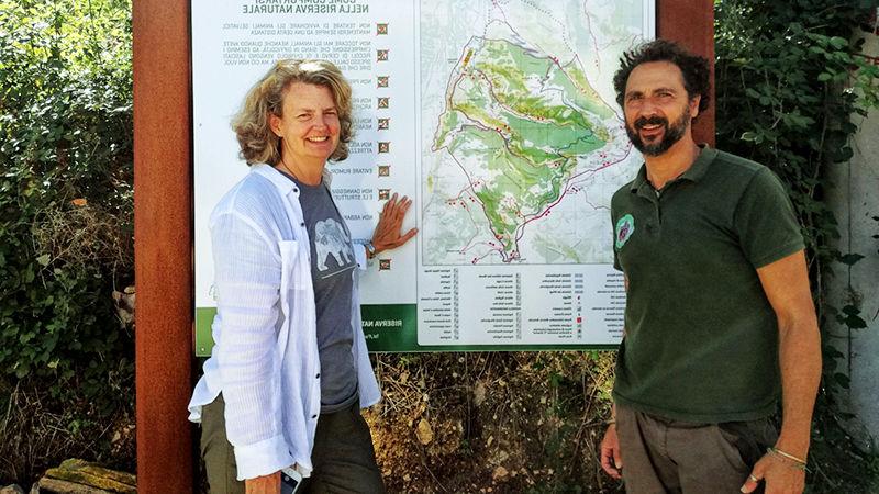 Carolyn Mahan with collaborator in Italy